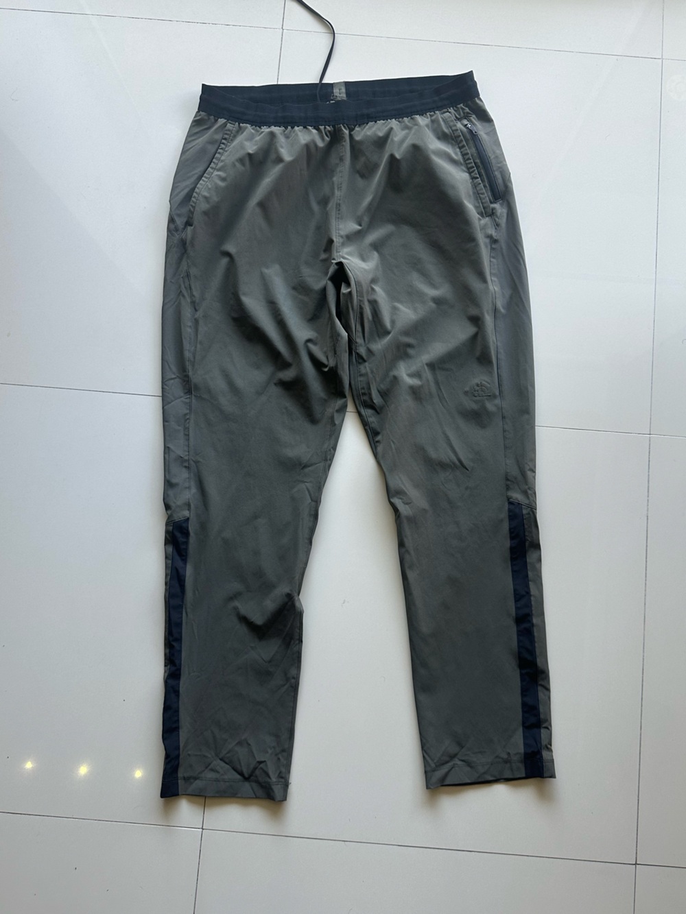 The North Face Men's Gray Pants with Black Waistband and Side Panels